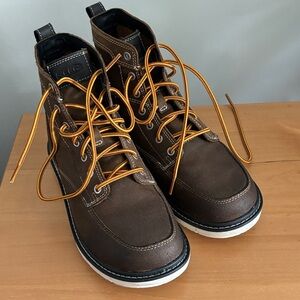 Keen Dark Brown Boots with Orange Laces